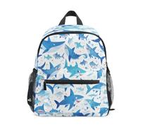 DDDIYEU Les Requins Bleus De Natation Marine Sac à Dos Enfant Sac d'École Maternelle Préscolaire Étudiant Scolaire Cartable pour Âgés de 3 à 8 Ans Garçons Filles