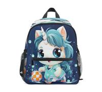 DDDIYEU Licorne Bleue En Cours D'exéCution Oeuvre Sac à Dos Enfant Sac d'École Maternelle Préscolaire Étudiant Scolaire Cartable pour Âgés de 3 à 8 Ans Garçons Filles
