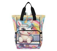 DDDIYEU Licorne Jouant Adorable ComéDie Musicale Sac à Langer Sac à Dos Grande Capacité Multifonction Sac à Couches pour Voyage Maman Femme Papa