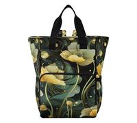 DDDIYEU Motif De Flore Jaune Sac à Langer Sac à Dos Grande Capacité Multifonction Sac à Couches pour Voyage Maman Femme Papa