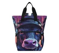 DDDIYEU Musique De Vache Pourpre Sac à Langer Sac à Dos Grande Capacité Multifonction Sac à Couches pour Voyage Maman Femme Papa