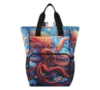 DDDIYEU OcéAn Lunatique Poulpe Bleu Sac à Langer Sac à Dos Grande Capacité Multifonction Sac à Couches pour Voyage Maman Femme Papa