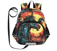 DDDIYEU Oeuvre Aquarelle Cheval Sac à Dos Bébé Rigolo avec Oreilles,Mini Sac à Épaule Adorable,Sac à Dos pour Enfants