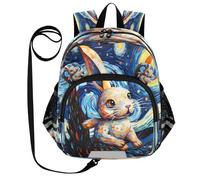 DDDIYEU Oeuvre Aquarelle Lapin Lune Sac à Dos Bébé Rigolo avec Oreilles,Mini Sac à Épaule Adorable,Sac à Dos pour Enfants