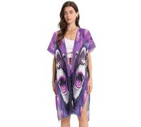 DDDIYEU Oeuvre De Gorille Pourpre Cool Tunique de Plage Femme,Couverture de Maillot de Bain Légère et Ample Parfaite pour l’Été