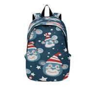 DDDIYEU Ours Mignon Art Bleu Heureux Sac À Dos Portable Léger Randonnée Extérieure Cartable Dos À Sac pour Voyage