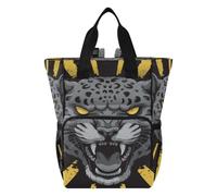 DDDIYEU PanthèRe Noire FéRoce Stylisé Sac à Langer Sac à Dos Grande Capacité Multifonction Sac à Couches pour Voyage Maman Femme Papa
