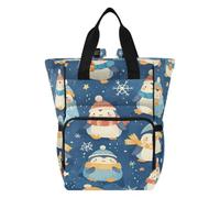 DDDIYEU Pingouin D'hiver Mignon Sac à Langer Sac à Dos Grande Capacité Multifonction Sac à Couches pour Voyage Maman Femme Papa