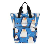 DDDIYEU Pingouins Blanc Art Ludique Vibrant Sac à Langer Sac à Dos Grande Capacité Multifonction Sac à Couches pour Voyage Maman Femme Papa