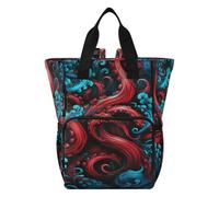 DDDIYEU Poulpe Abstrait Rouge Bleu Sac à Langer Sac à Dos Grande Capacité Multifonction Sac à Couches pour Voyage Maman Femme Papa