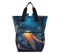 DDDIYEU Poulpe Fluide Bleu Profond Rougeoyant Sac à Langer Sac à Dos Grande Capacité Multifonction Sac à Couches pour Voyage Maman Femme Papa