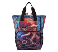 DDDIYEU Poulpe Rouge Dynamique Abstrait Sac à Langer Sac à Dos Grande Capacité Multifonction Sac à Couches pour Voyage Maman Femme Papa