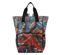DDDIYEU Poulpe Rouge OcéAn Marin Sac à Langer Sac à Dos Grande Capacité Multifonction Sac à Couches pour Voyage Maman Femme Papa