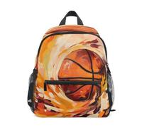 DDDIYEU RéSumé Basket-Ball Orange Sac à Dos Enfant Sac d'École Maternelle Préscolaire Étudiant Scolaire Cartable pour Âgés de 3 à 8 Ans Garçons Filles