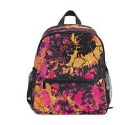 DDDIYEU RéSumé éClaboussures De Peinture Jaune Rose Sac à Dos Enfant Sac d'École Maternelle Préscolaire Étudiant Scolaire Cartable pour Âgés de 3 à 8 Ans Garçons Filles