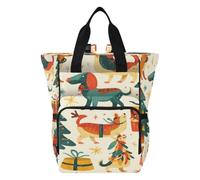 DDDIYEU Vacances De FêTe Chiens Verts Sac à Langer Sac à Dos Grande Capacité Multifonction Sac à Couches pour Voyage Maman Femme Papa