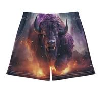 DDDIYEU Vache Feu en ColèRe Pourpre Short de Bain Fille,Pantalon de Plage à Séchage Rapide,Maillot de Bain pour Enfants
