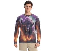 DDDIYEU Vache Feu en ColèRe Pourpre T-Shirt Homme Rash Guard à Col Rond,Protection Solaire UPF 50+,Manches Longues pour Pêche Running