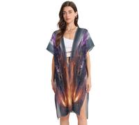 DDDIYEU Vache Feu en ColèRe Pourpre Tunique de Plage Femme,Couverture de Maillot de Bain Légère et Ample Parfaite pour l’Été