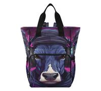 DDDIYEU Vache Pourpre Futuriste Moderne Sac à Langer Sac à Dos Grande Capacité Multifonction Sac à Couches pour Voyage Maman Femme Papa