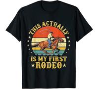 DDfe31r Streets Limited This Actually is My First Rodeo Country Life Howdy Vintage T-Shirt Black L