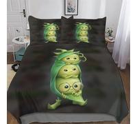 DDFRTYY gousses de Pois Parure De Lit 3 Pièces avec Housse De Couette Et Taie d'oreiller, Microfibre Douce, 3D Housse Coutte pour Enfants Adultes Double (200x200cm)