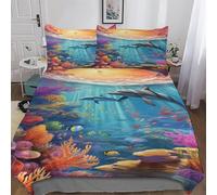 DDFRTYY Seabed A School of Poisson Sets Housse De Couette avec Taies d'oreiller, Imprimé Microfibre Literie 3 Pièces Parure De Lit 3D Linge De Lit Double (200x200cm)