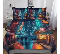 DDFRTYY Tokyo, Japon Parures De Lit avec Taies d'oreiller, Housse De Couette Polyester Ensemble Microfibre Douce pour Hommes Et Femmes Single(135x200cm)