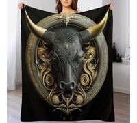 DDGAAGG Polaire Taureau Noir Couverture en Flannel Couche Douce Et Confortable - Couvertures Lit, Plaid Canape Chaud （130×180cm）