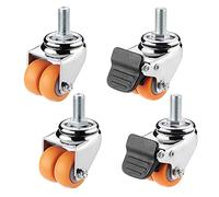 DDGBZYIV Roues à roulettes Doubles en Caoutchouc,Roulette à Tige filetée M12,roulettes pivotantes Robustes de Remplacement,(4 pièces) Silencieux et Résistantes,2brakes+2nobrakes-1.5IN