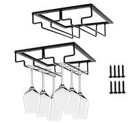 DDGG 2 Pièces Porte Verres à Vin Mural en Fer, Porte Verres, Accroche Verres pour Étagère, Support de Verres à Pied Titulaire, pour Domicile, Cuisine, Bar, Pub, Restaurant (double fente)