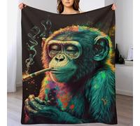 DDGHHKK Singe Impression 3D Couvertures Légère en Polaire De Flannel Linge De Lit Couvre-lit Couverture De Canapé (130×180cm)
