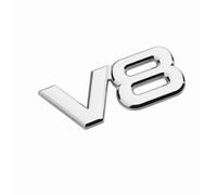 DDHHBH Autocollants Logo de Voiture pour Ford Mustang,3D Métal Insigne Emblèmes Lettres Badge Sticker Décoratives de Caisse Sport Accessoires Extérieurs Modification,Silver-V8(2)