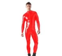 DDINGHOONQPODFR Combinaison moulante en PVC pour homme, grande taille, fermeture éclair sur le devant, manches longues, pour cosplay, Halloween, performance, Rouge, 5XL
