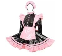 DDINGHOONQPODFR Costume de soubrette verrouillable en PVC noir et rose pour femme, costume d'Halloween pour fête d'Halloween, noir-rose, M