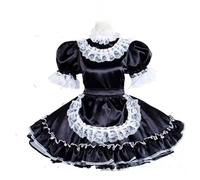 DDINGHOONQPODFR FEMME Robe en satin verrouillable Costume de soubrette de costumade sur mesure pour femme de soubrette noir, XXL