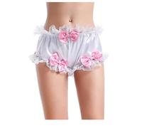 DDINGHOONQPODFR FEMME Sous-vêtements blancs avec nœuds roses Combinaisons diverses, costumes de cosplay, blanc, S