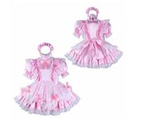 DDINGHOONQPODFR Jupe en satin rose avec ourlet verrouillable pour femme, costume de soubrette pour cosplay, fête d'Halloween, rose, taille XL