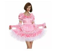 DDINGHOONQPODFR Robe de soubrette en satin rose pour femme, robe de soubrette pour cosplay, personnalisation, rose, XL
