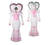 DDINGHOONQPODFR Robe de soubrette Sissy en PVC verrouillable pour femme, robe de soubrette pour cosplay, fête d'Halloween, personnalisable, blanc, taille 3XL