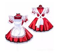 DDINGHOONQPODFR Robe sissy rouge verrouillable en satin pour femme - Costume de soubrette pour costumade - Fait sur mesure, rouge, taille L