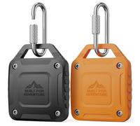 DDJ Lot de 2 supports pour AirTag (1ère et 2ème génération), étui étanche IPX8 avec verrouillage à vis et mousqueton en métal, coque de protection anti-perte pour clés, bagages, sacs à dos et colliers