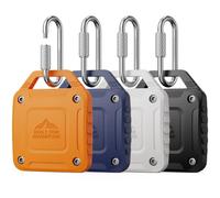 DDJ Lot de 4 supports pour AirTag (1ère et 2ème génération), étui étanche IPX8 avec verrouillage à vis et mousqueton en métal, coque de protection anti-perte pour clés, bagages, sacs à dos et colliers