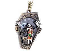 Ddjbdb Montre de poche à quartz avec chaîne et collier, motif L'Étrange Noël de monsieur Jack - Cadeau pour enfants, hommes, garçons, fils, petit-fils avec boîte noire, bronze