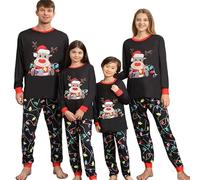 DDKJ Pyjama de Noel Famille,Pyjama Noël Famille,Ensemble Pyjamas Familles Noel,Pyjamas Noël Assortis à Manches Longues avec Imprimé des Renne,Christmas Pajamas Vêtement de Nuit pour Homme Femme Enfant