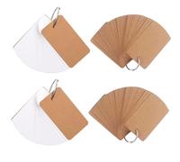DDKY 4 Pièce 9 * 9.5CM Flash Cards, Cartes de Papier Kraft avec Anneaux en métal, D'Étude en Papier Cartes,d'apprentissage avec Anneau Reliure Métal pour Études Notes Messages Signet DIY