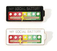 DDKY my social battery pins,social battery pin,my social battery pin,2 pièces, créatives, adaptées pour décorer des sacs à dos, des vêtements, exprimer des émotions personnelles