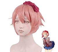 DDLC Doki Doki Literature Club Sayori femmes rose perruque courte Cosplay Costume résistant à la chaleur synthétique cheveux perruques (sans couvre - chef) MZ-401