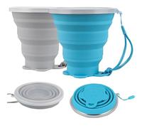 ddLUCK 2 Pcs Tasse Pliable en Silicone, 320ml Gobelet Retractable de Voyage, Flexible Reutilisable Portable Camping Pliable Cup, Pliant Mug Pour Pique-Nique, RandonnéE, Fitness en Plein Air