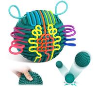 ddLUCK Balle activité sensorielle, Jeux Anti-Stress en Silicone pour autisme, TDAH, oulagement, anxiété, Voyage Jouet Silencieux Fidget Toys pour Enfant et Adultes,10 Couleurs avec 20 Cordes (Vert)